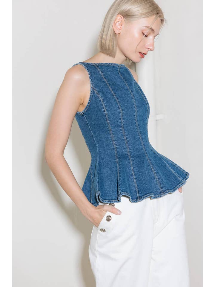 A washed denim top - FT1576 for wholesale on Faire1