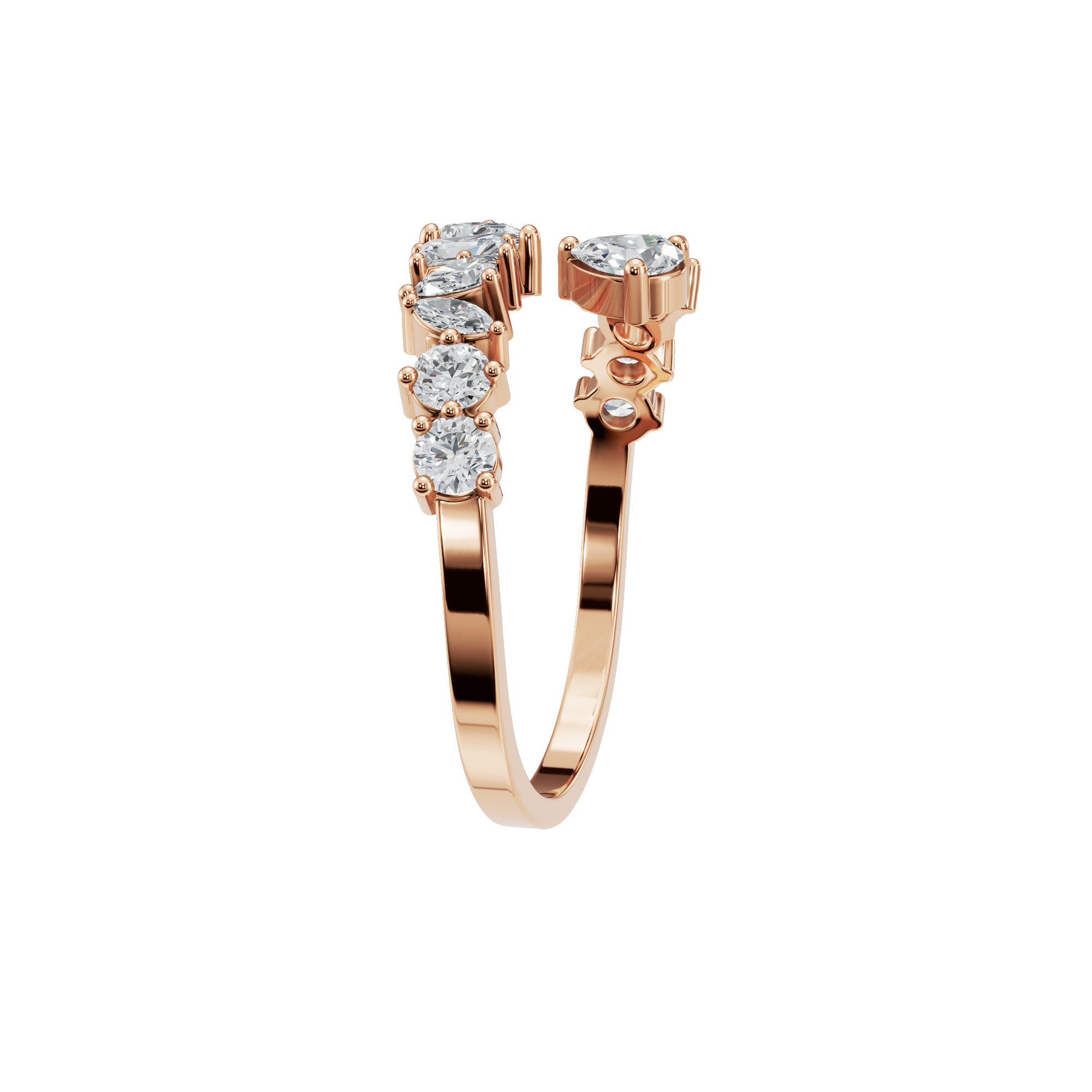 PureYou Jewelry - Wholesale Multi-Stone Ring - 14K Gold Diamond Cuff Ring, Lab GrownDiamond Ring9