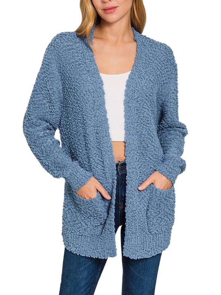Vanilla Monkey - Wholesale Cardigan - Women's - Long Sleeve Popcorn Sweater Cardigan With Pockets7