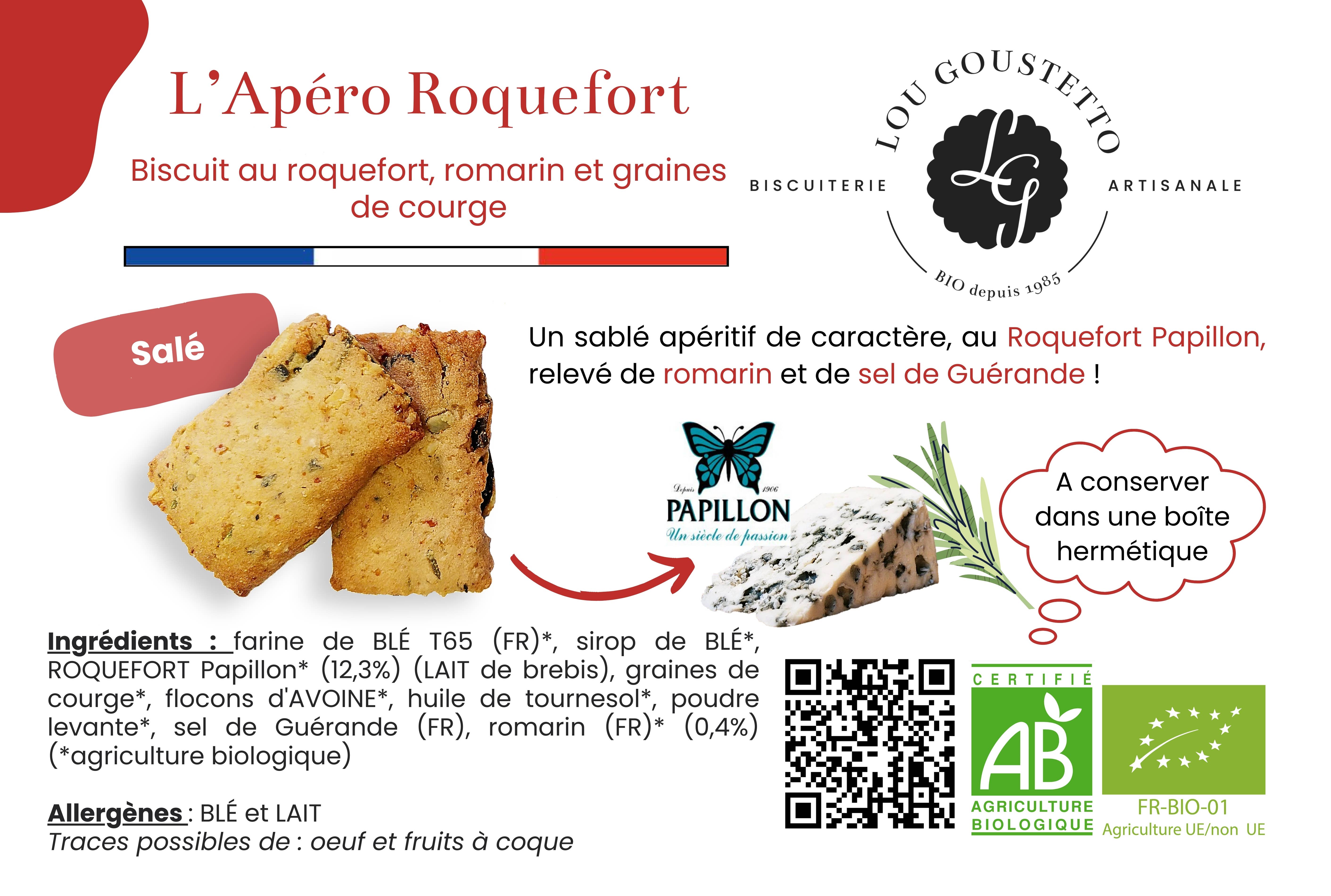 Lou Goustetto - Wholesale Cookie - Laminated product sheet - Roquefort & Rosemary aperitif cookie0