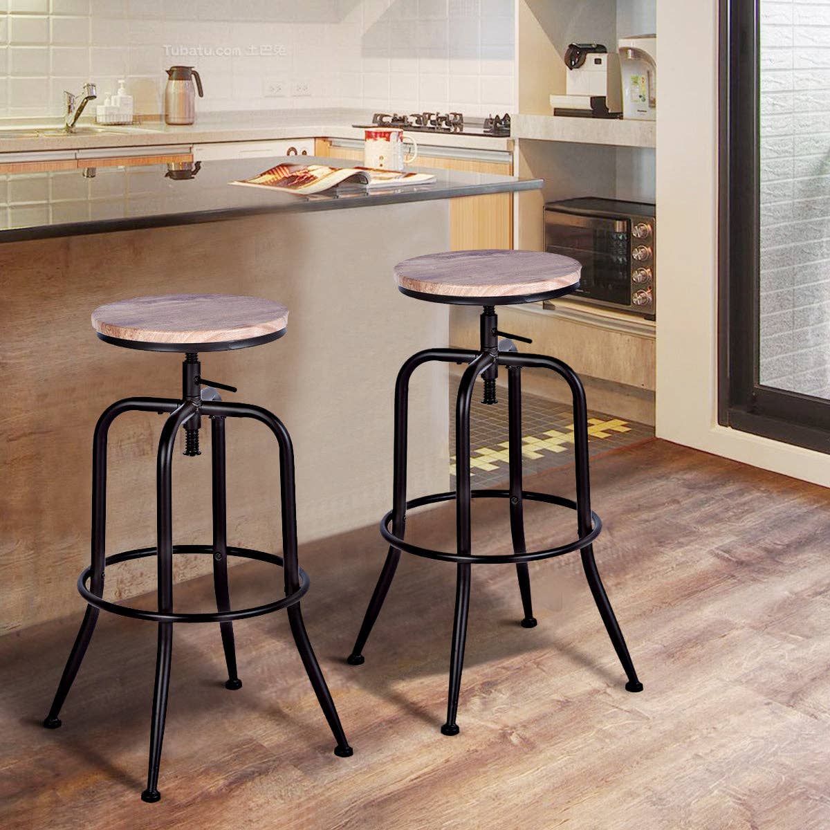 39F Inc. - Wholesale Stool - ANACLETUS 27''-30'' Adjustable Height Swivel Lift Bar Stools10