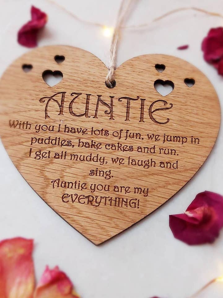 Auntie Wooden Bottle Tag Wall Hanging Ornament for wholesale by Alice and Darcy