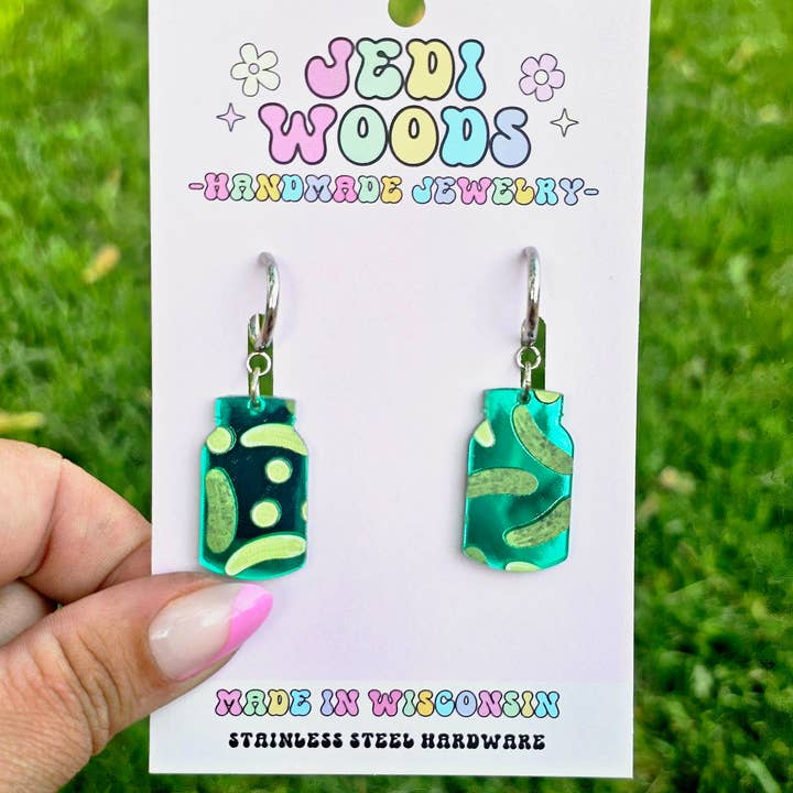 Jedi Woods LLC - Wholesale Dangle earrings - Pickle Jar Earrings - Gauge Friendly2