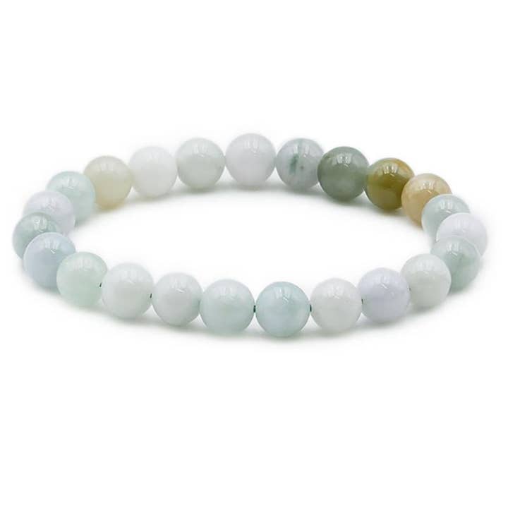 Burmese jade bracelet AB (7-8mm beads) for wholesale by La Boîte à Cailloux
