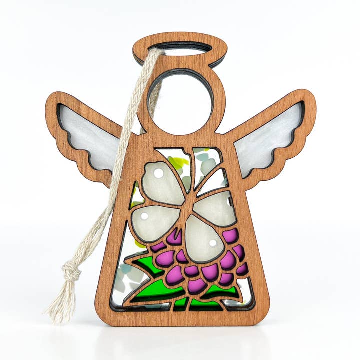 Cabbage Butterfly with Clover Flower Ornament | 3.5" (H) Angel Figurine | Mother's Angels® for wholesale by Forged Flare®