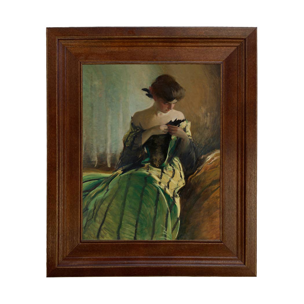 Madison Bay Co. - Historical Home Decor Reproductions - Vendita all'ingrosso Stampa artistica - Stampa su Tela Vintage di Donna in Abito Nero e Verde82