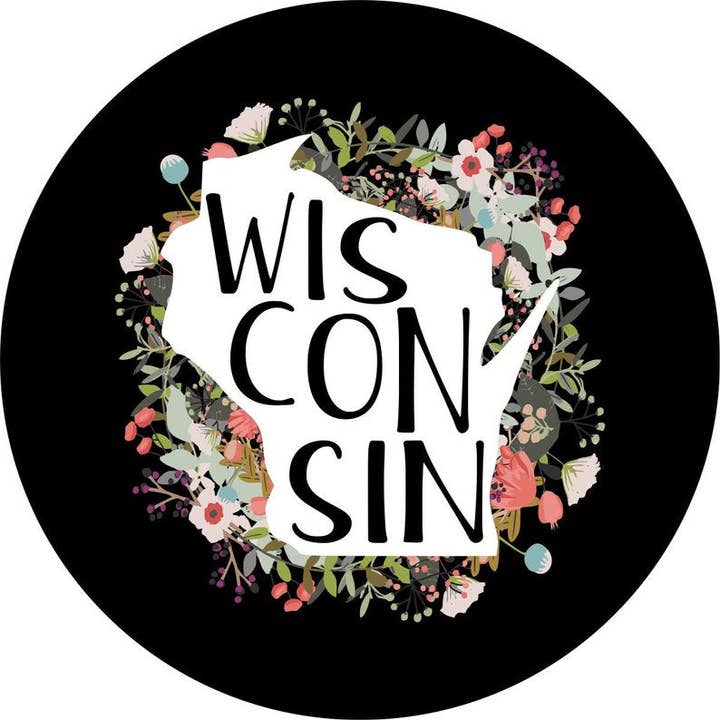 State Of Wisconsin Outline Flowers Spare Tire Cover for wholesale by Dirty Acres
