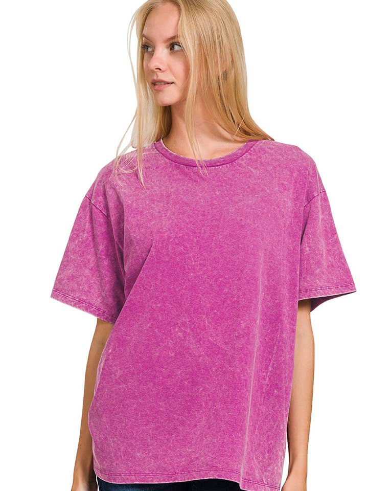 42POPS - Wholesale Knit Top - Women's - "...._ Vintage Washed Oversized Short Sleeve Top