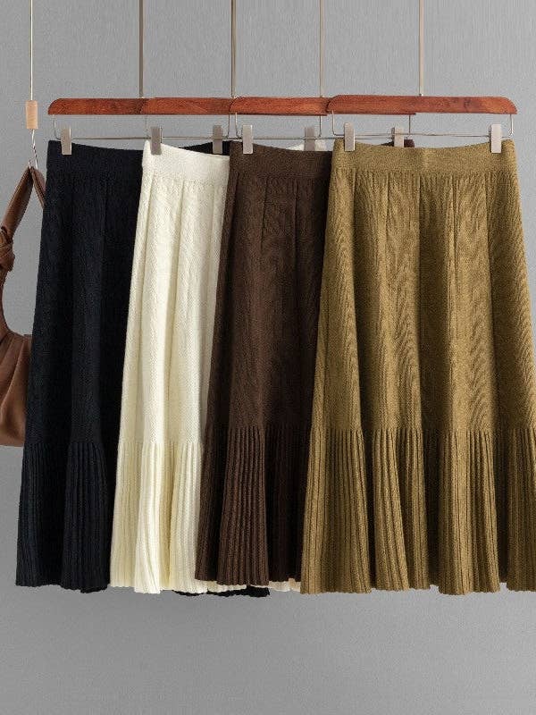 Solid Color Midi Pleated Knit Skirt and other Purchase Wholesale sweater skirt. Free Returns & Net 60 Terms on Faire trending on Faire.