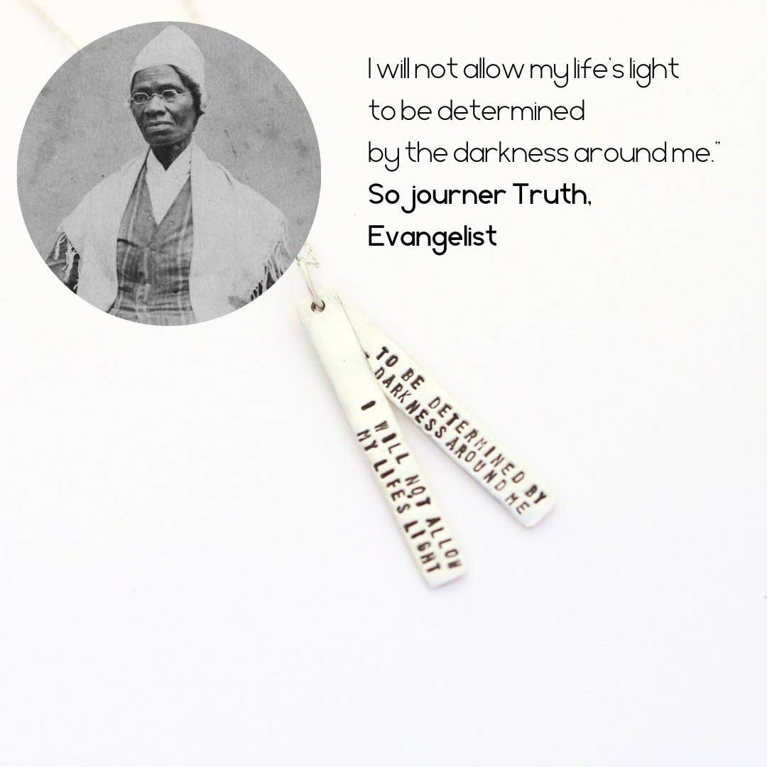 Chocolate and Steel - Wholesale Pendant/Charm Necklace - I will not allow my life's light to be determined by the darkness around me - Sojourner Truth quote necklace3