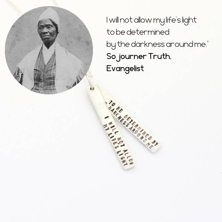 Chocolate and Steel - Wholesale Pendant/Charm Necklace - I will not allow my life's light to be determined by the darkness around me - Sojourner Truth quote necklace3