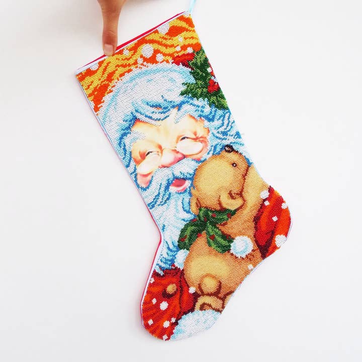 Santa Stockings Old Frost Father Hand Embroidered Living Decoration Happy Holiday Decor Gift Bag for for wholesale by Ninolia