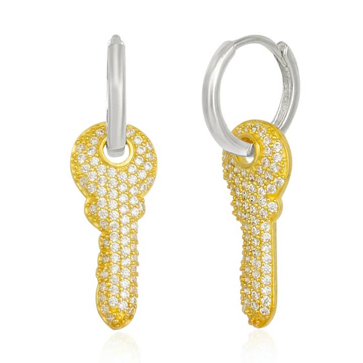 Key Silver Hoop Sterling zilveren oorbellen voor wholesale door Spero London