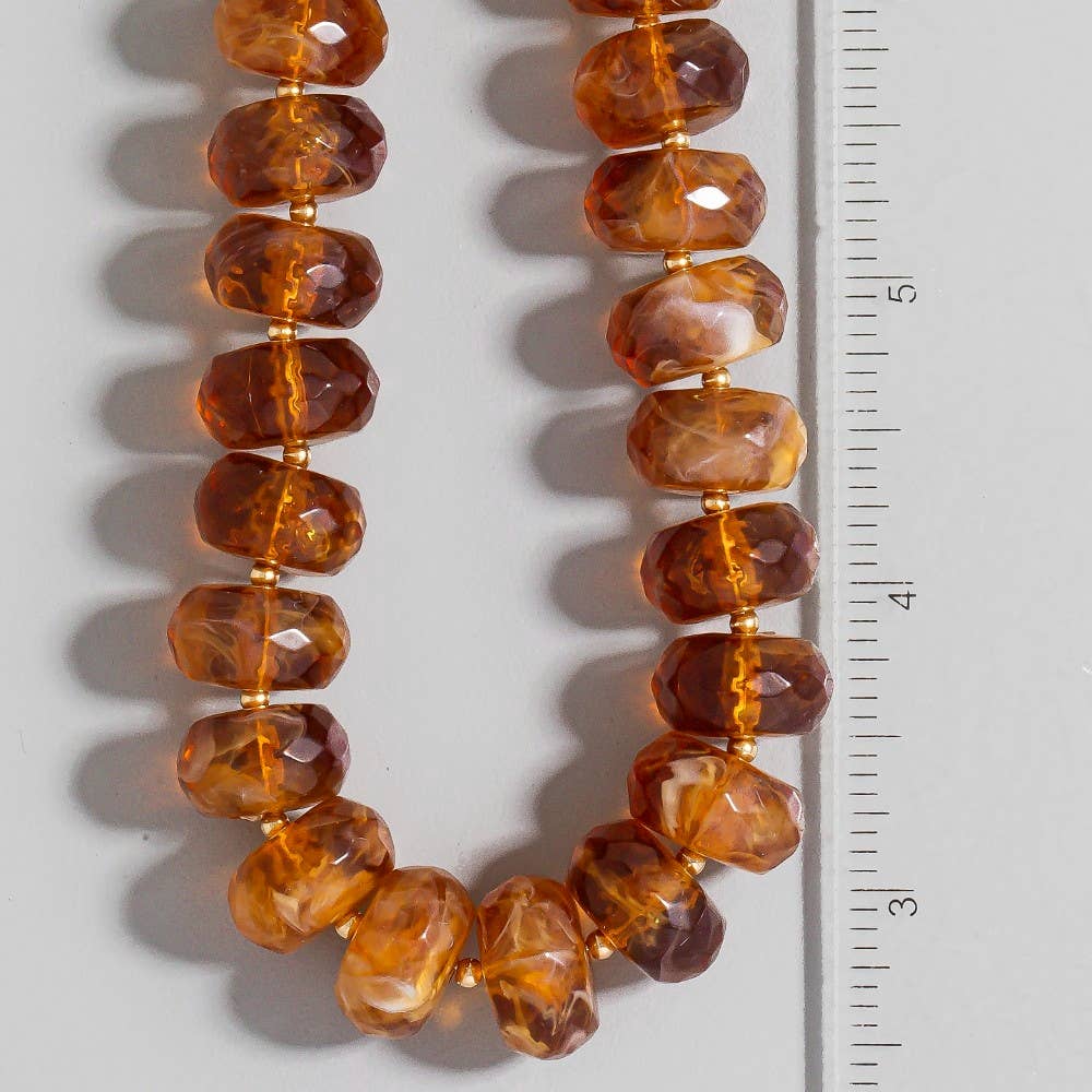 The Looks by Fame Accessories - Wholesale Pendant/Charm Necklace - Large Faceted Marble Resin Beaded Necklace2