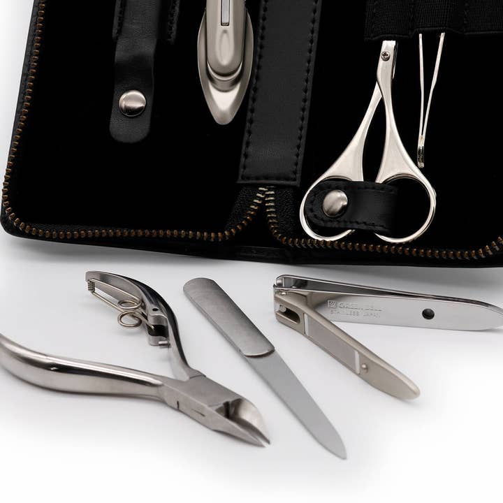 Seki Edge – Conjunto de cuidados com as unhas por atacado – Conjunto masculino de 6 peças para cuidados com as unhas com estojo de couro G-31031