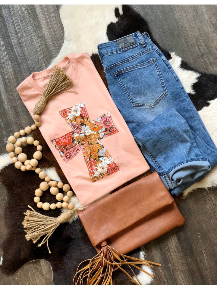 The White Stitch - Wholesale T-Shirt - Women's - Haven Cross | Handmade Applique Tee