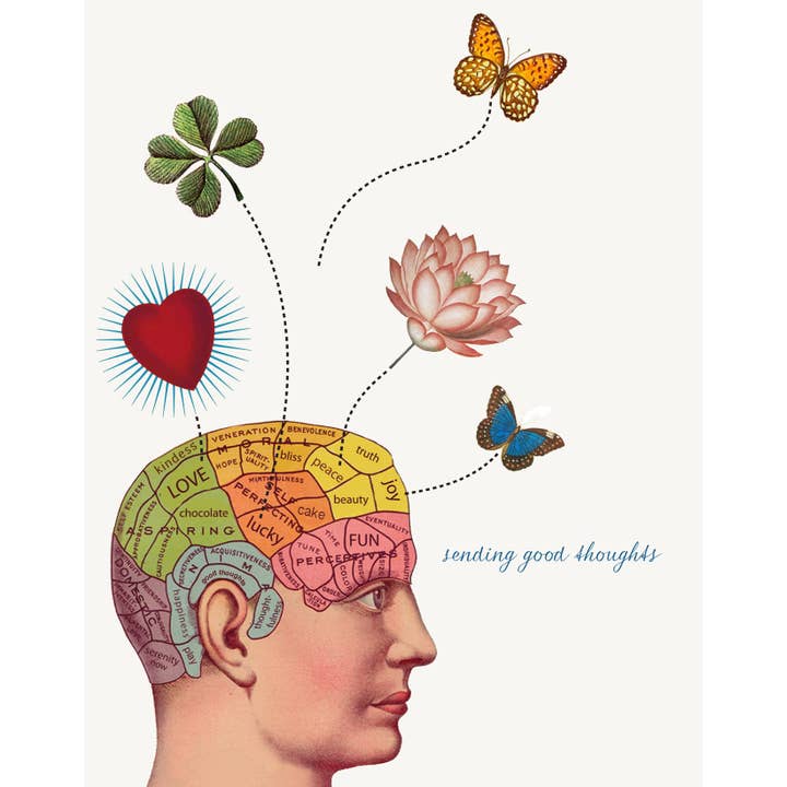 P. Flynn Design / Phun House - Wholesale Everyday Greeting Card - Sending Good Thoughts (phrenology)• A-2 Greeting Card
