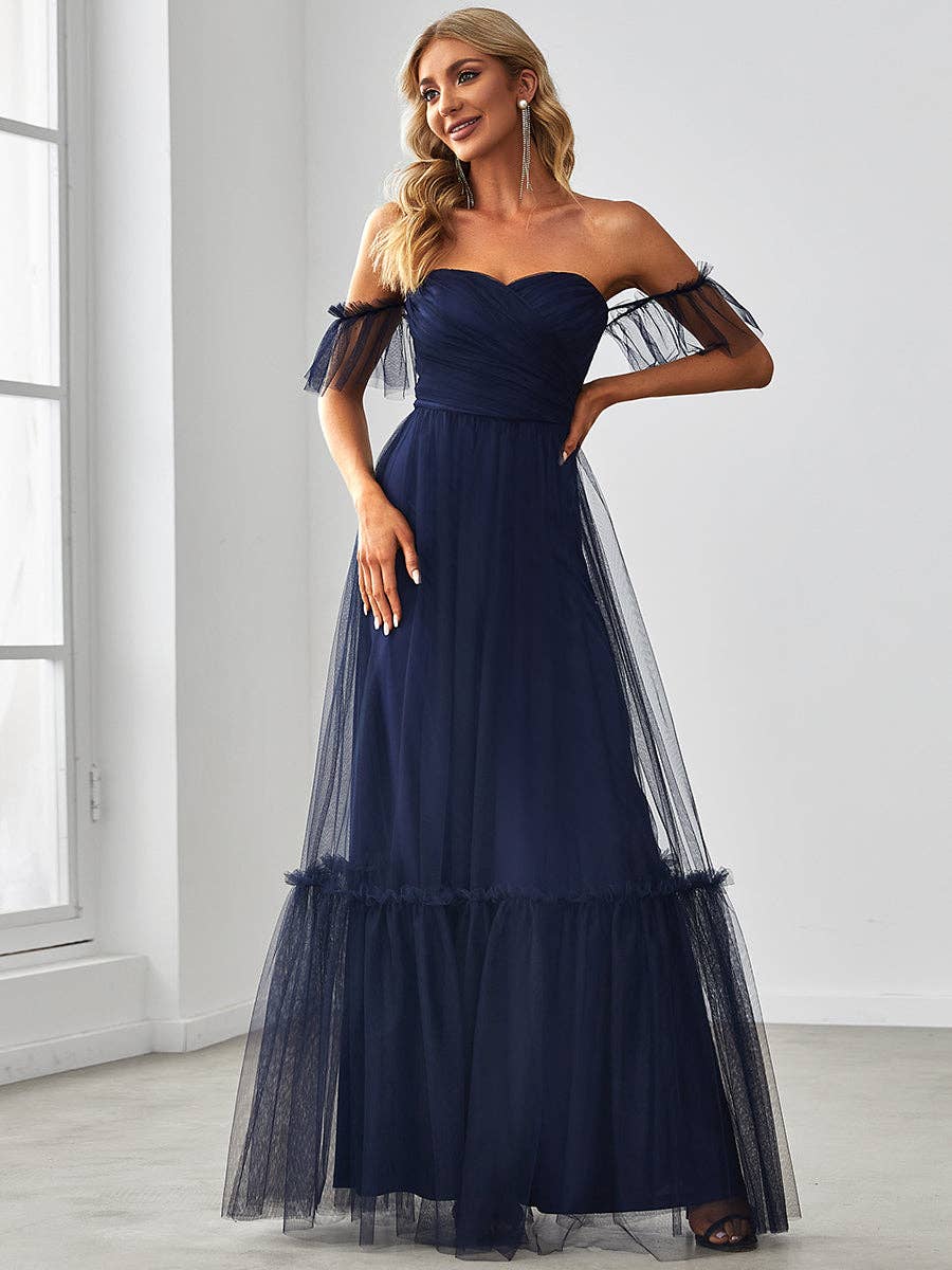 Ever-Pretty - Wholesale Gown - Women's - Strapless A Line Ruffles Sleeves Evening Dress2
