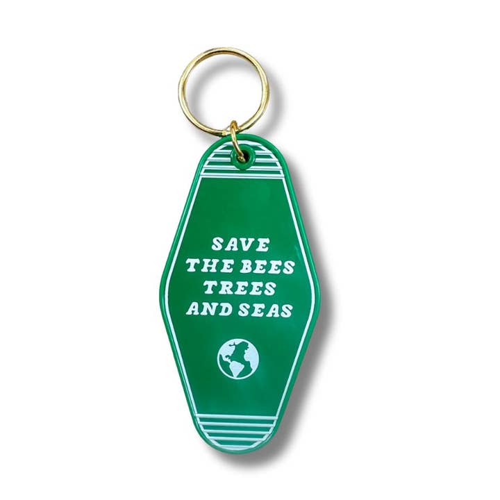 Save the Bees, Trees, and Seas Keychain for wholesale by Bright Littles