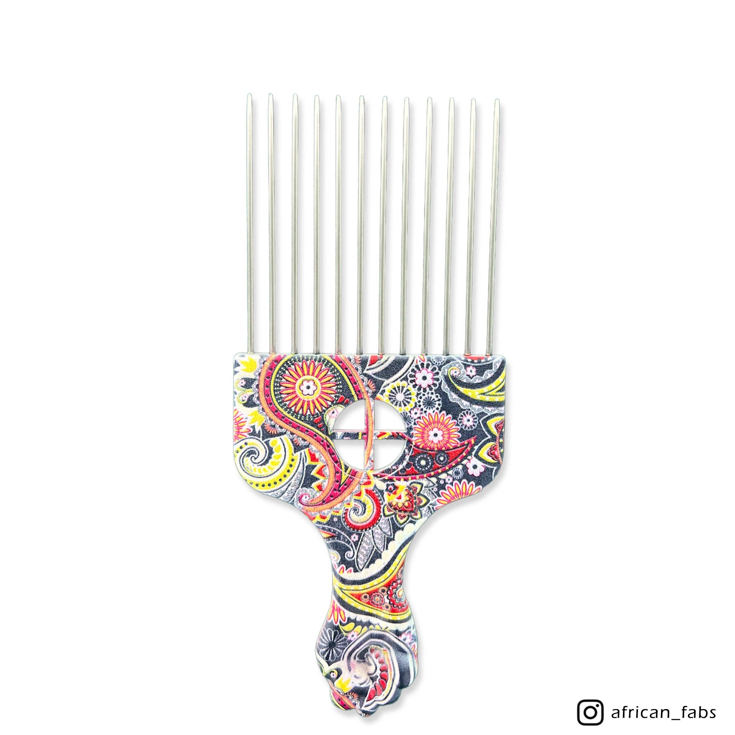 AfricanFabs - Wholesale Hair Brush/Comb - Afro Comb - Hair Volume comb for Curly and Afro hair - Wide tooth comb with print0