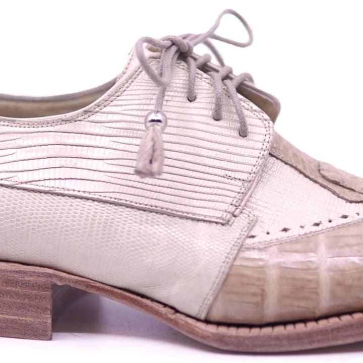 Chaussure habillée en lézard véritable et crocodile pour la vente par Max Leather Inc.