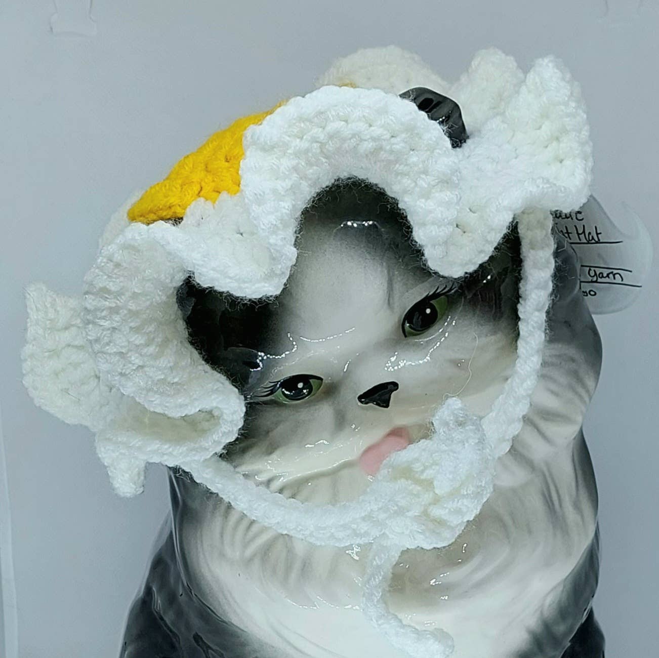 Glitter Ghost Clothing and Accessories – wholesale Pet hat – Dog – Crochet Fried Egg Hat - Cat Hat - Pet Hat - Made to order6