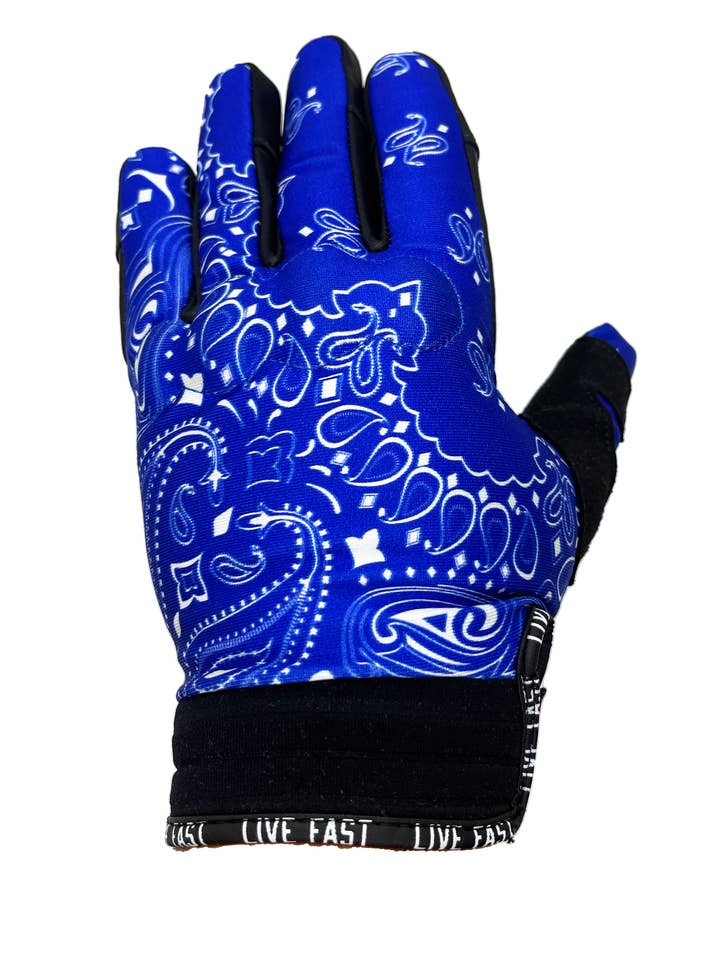 Blauwe Paisley Live Fast motorhandschoenen voor wholesale door Live Fast Gear