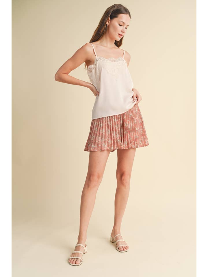 CHAMPAGNE SATIN CAMI WITH LACE TRIM DETAIL / WL23-8368 for wholesale on Faire1