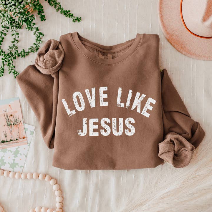 Verita Culture - Wholesale Graphic Sweatshirt - Women's - Love Like Jesus Christian inspirational Garment Dyed Comfort Colors Sweatshirt (2 lines)7