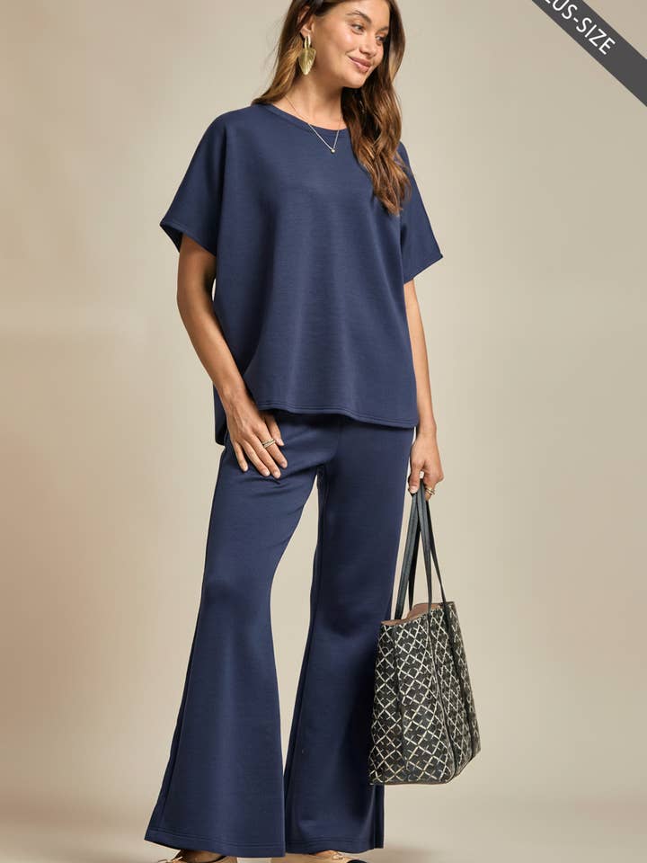 PLUS SIZE Poncho Top + Bell Bottom Modal Set for wholesale by Dear Scarlett