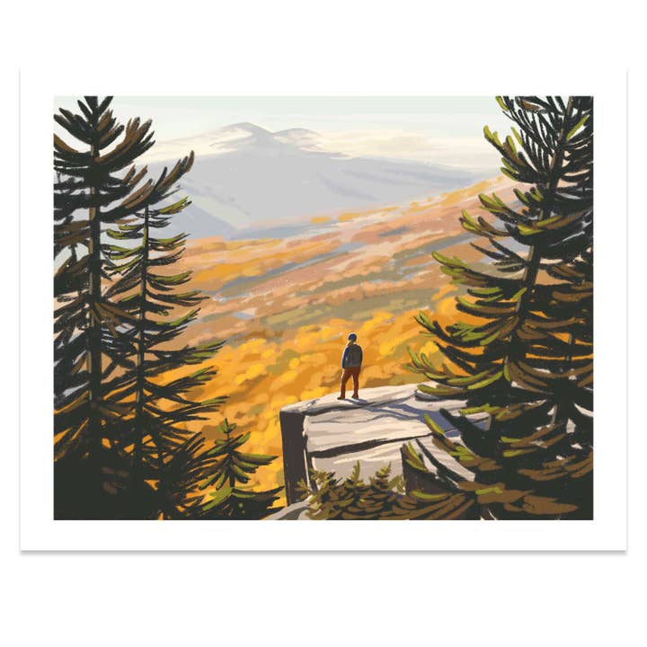 North Sugarloaf, New Hampshire Print for wholesale by Kat Maus Haus Illustration