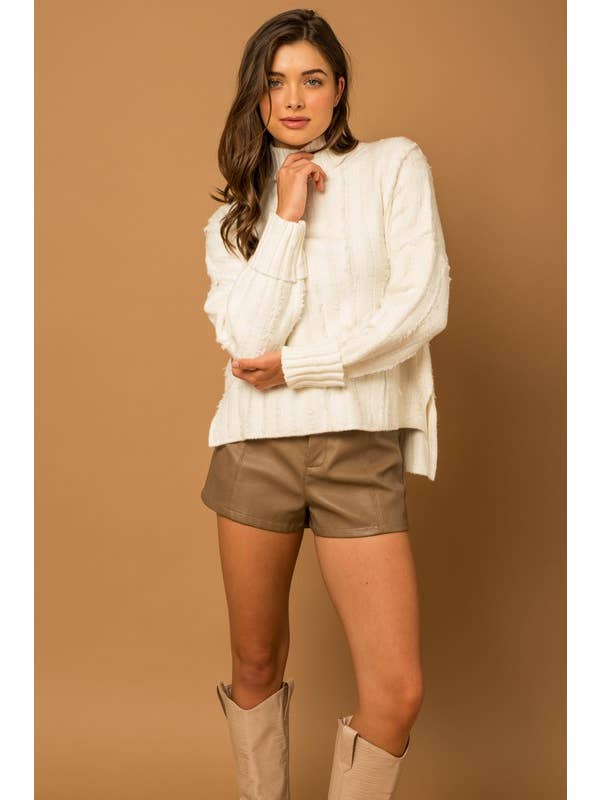 GILLI - Wholesale Knit Sweater - Women's - Textured Knit Turtleneck Sweater