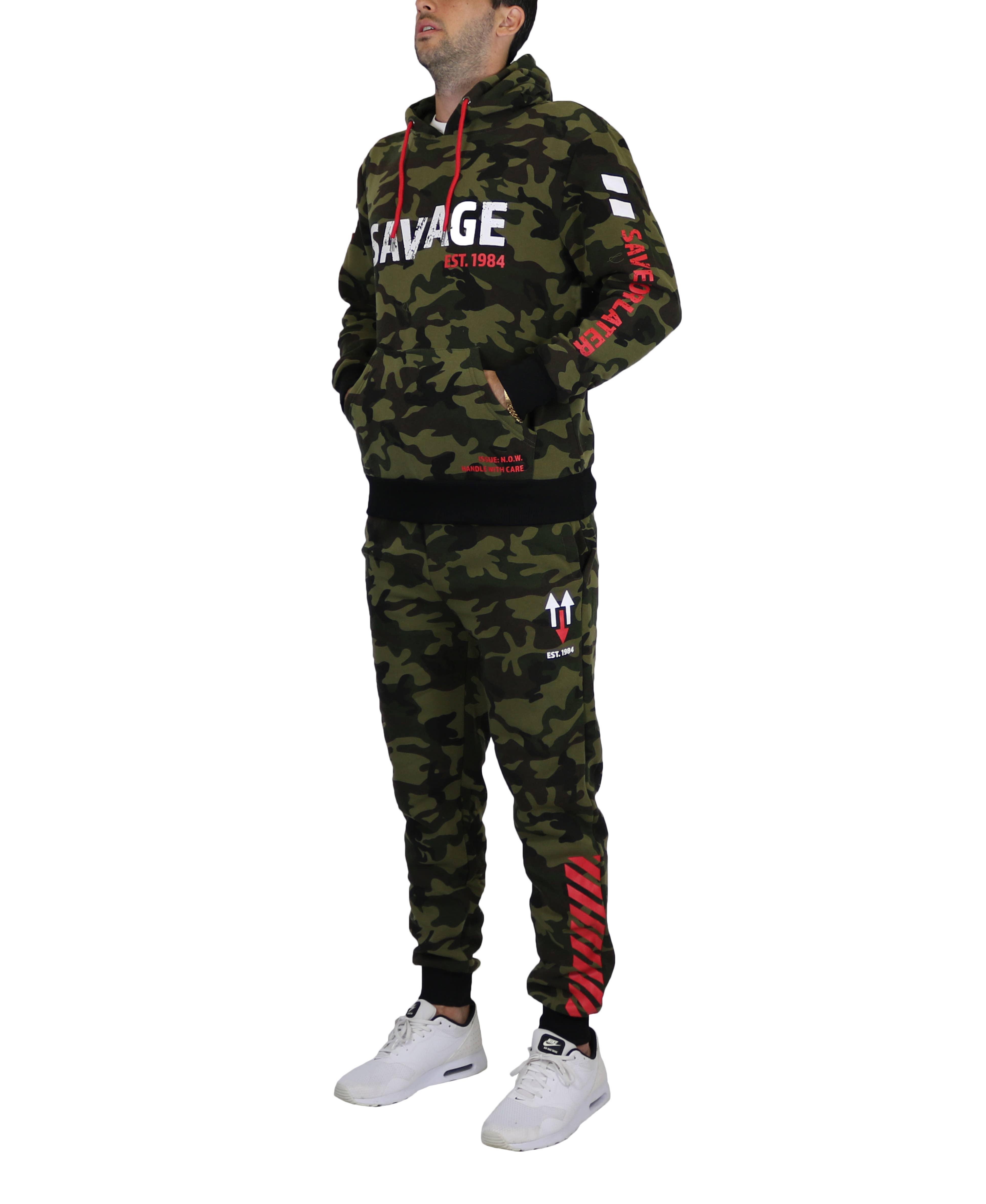Galaxy By Harvic - Wholesale Lounge Set - Men's - Men's Fleece Hoodie & Jogger Set - SAVAGE CAMO7