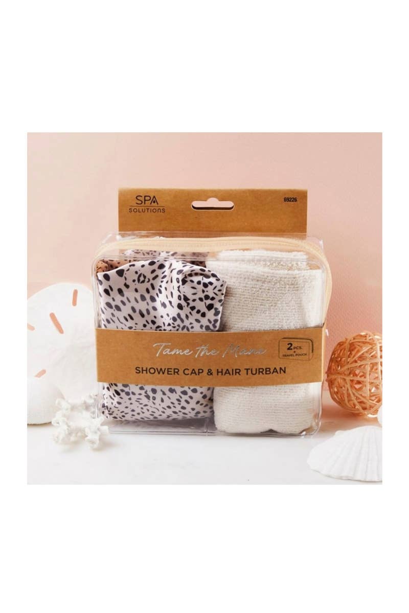 PINEAPPLE Beauty – wholesale Duschmössa – CALA 69226 Gepard Duschmössa & Hårturban med Fodral - 6-set5