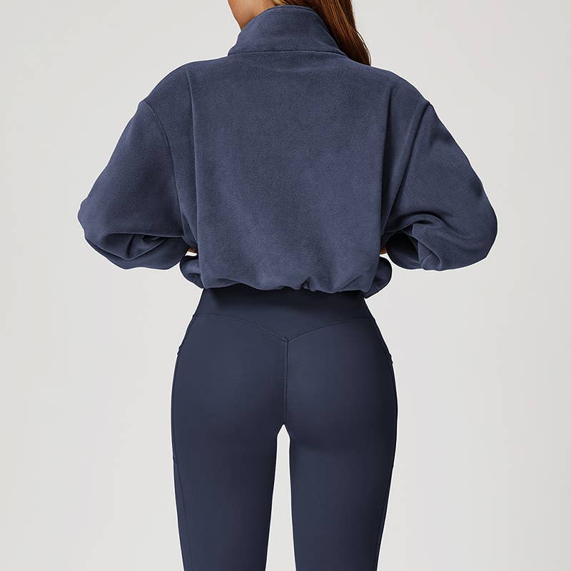 WONDERXFANS – Casaco de desporto - Mulher por atacado – Casaco polar de gola alta à prova de vento1