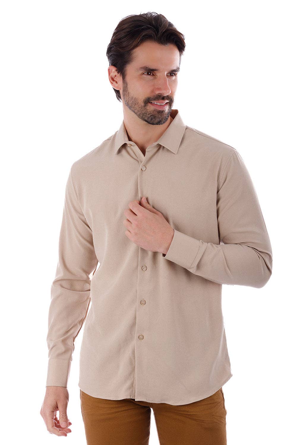 BARABAS - Vente Chemise à col boutonné – homme - Chemise décontractée à manches longues pour hommes de couleur unie 4B332