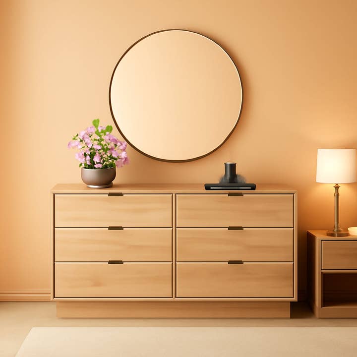 ShipItFurniture - Wholesale Bedroom Furniture - Oak Double Dresser 52.5 Inch With Six Drawers Storage Unit