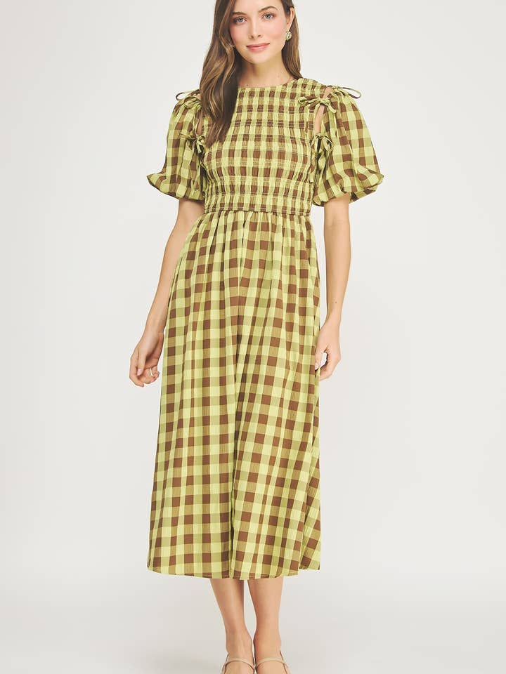 Detachable Sleeve Plaid Checkered Dress for wholesale by Strut & Bolt