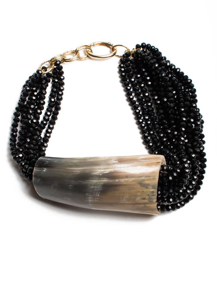 Colar artesanal de pedra preciosa com chifre e vidro por atacado de MAISON ATLAS