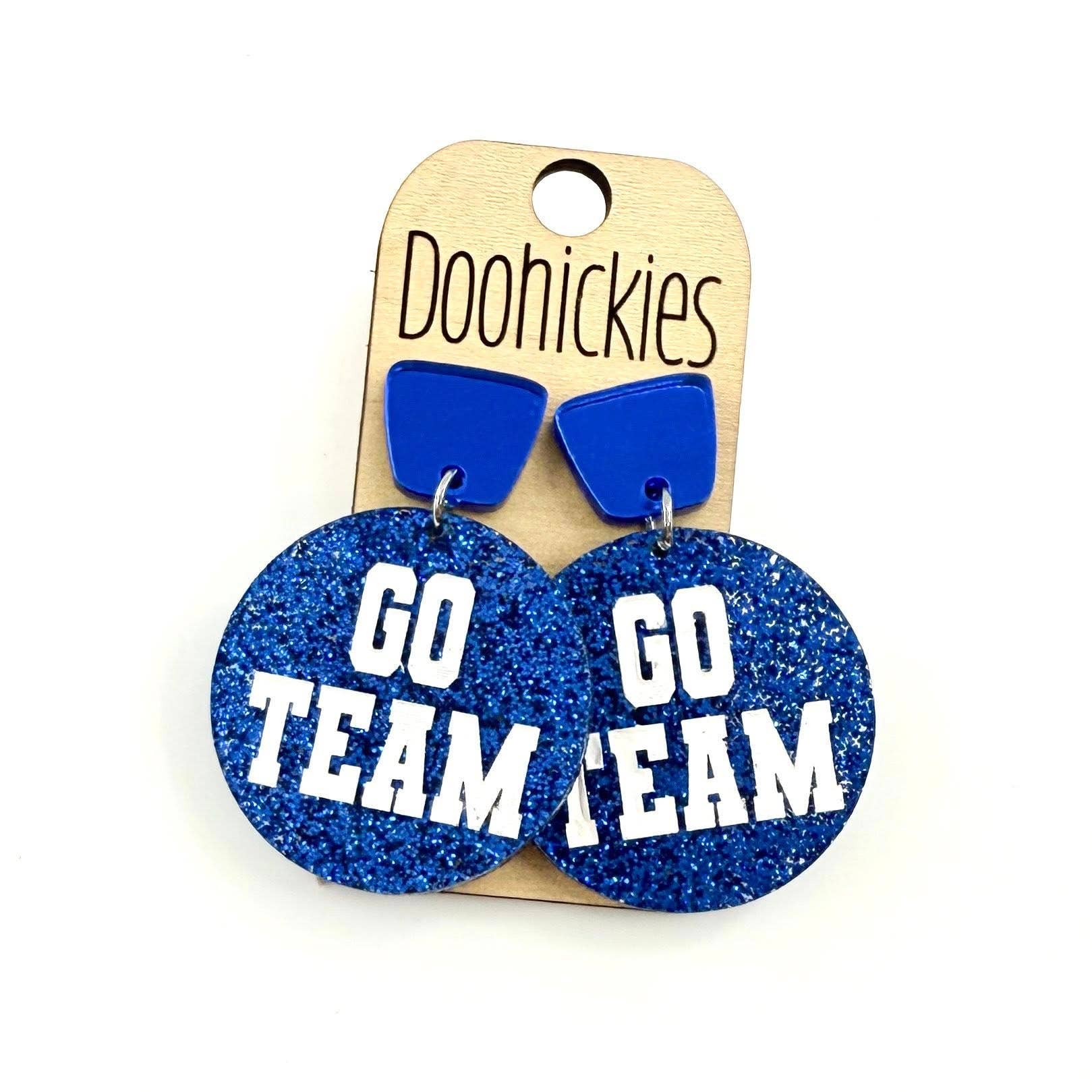 Doohickies – wholesale Dangle earrings – Go Team Glitter Piggyback Dangles - Custom Spirit Football Earrings - 9 Color Options4