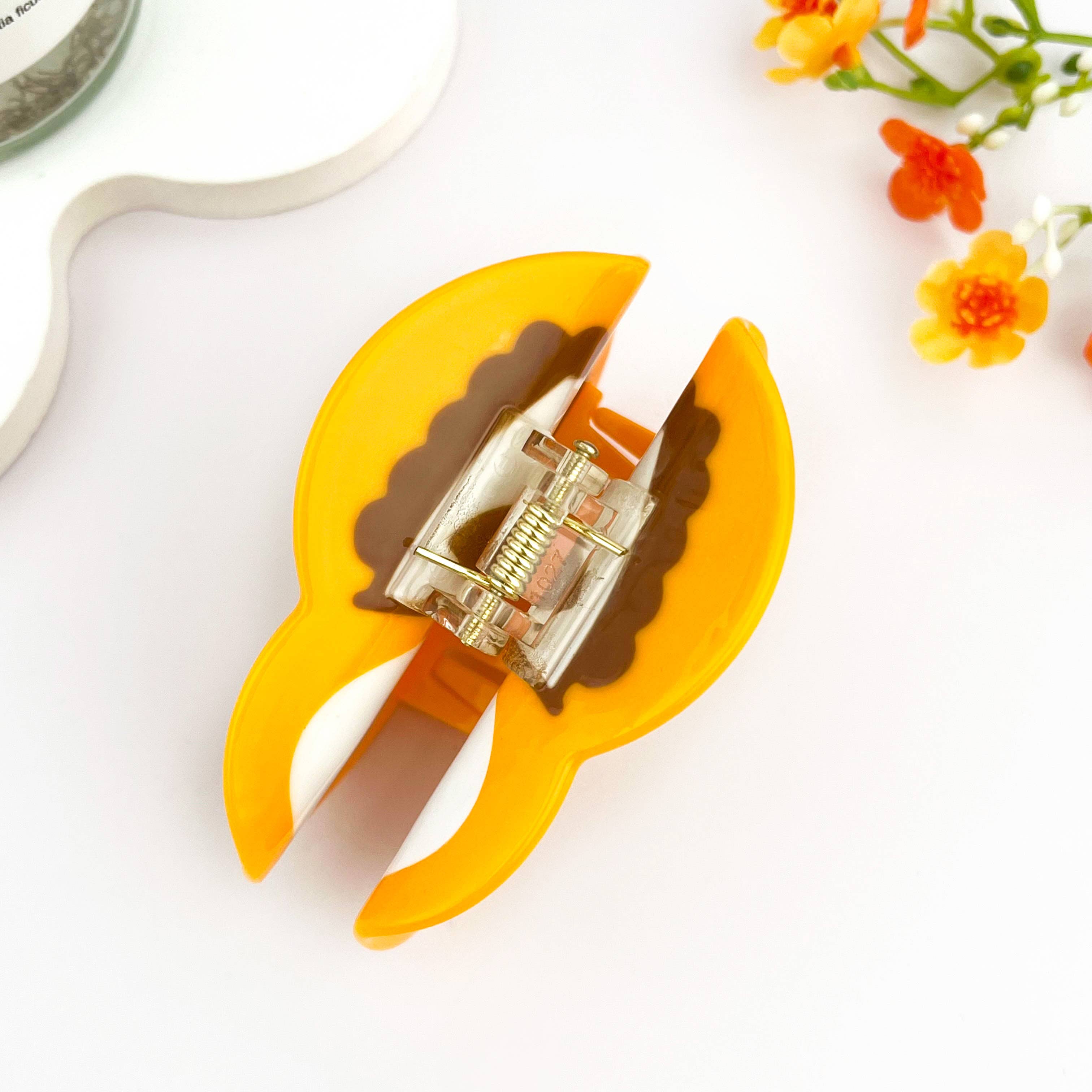 Yellow Creative Matryoshka Doll  Acetate Hair Claw Clip for wholesale on Faire3