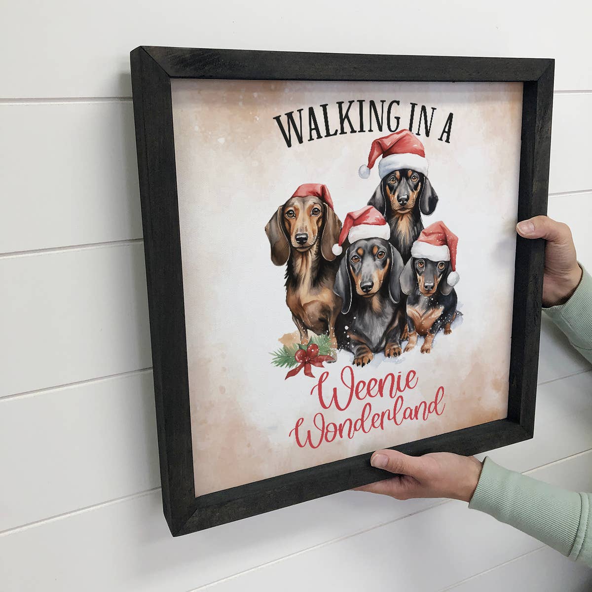 Hangout Home - Wholesale Sign - Walking In a Weenie Wonderland - Funny Animal Holiday Canvas2
