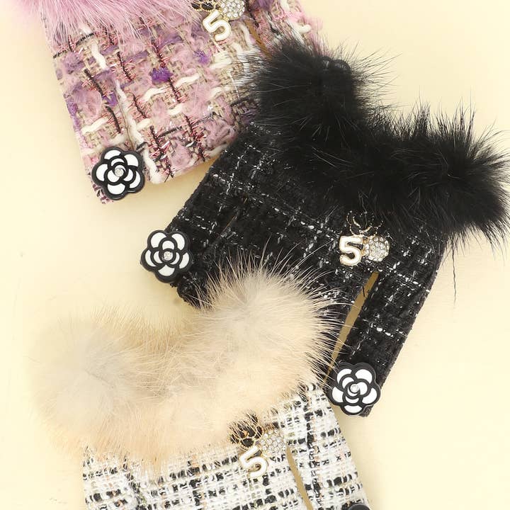 SP Sophia Collection - Wholesale Brooch - Fashionista Faux Fur Collared Cardigan Brooch Pin