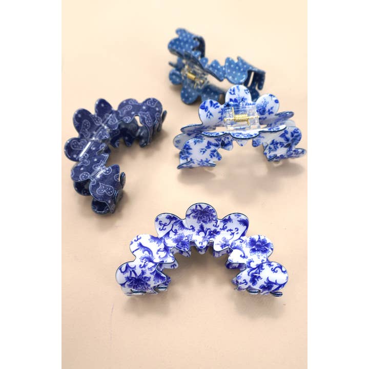 JOSSLYN by wall to wall - Wholesale Hair Clip - Women's - VINTAGE PORCELAIN STYLE HALF MOON HAIR CLAW CLIPS | 40H900
