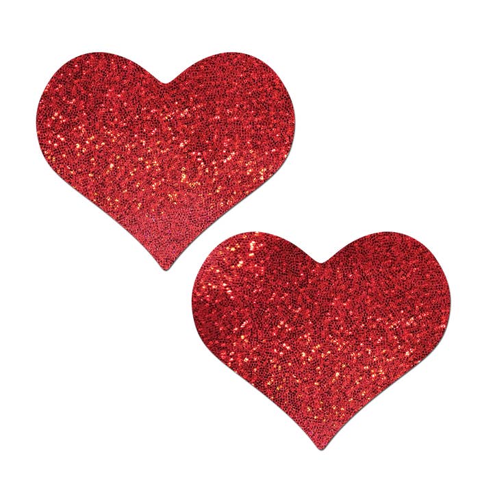 Couverture : ruban de soutien pour couvre-seins complets en forme de cœur, rouge à paillettes pour la vente par Pastease®