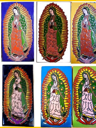 Small Guadalupe Ceramic Wall Tile, Assorted Colors for wholesale by Arara Enterprises