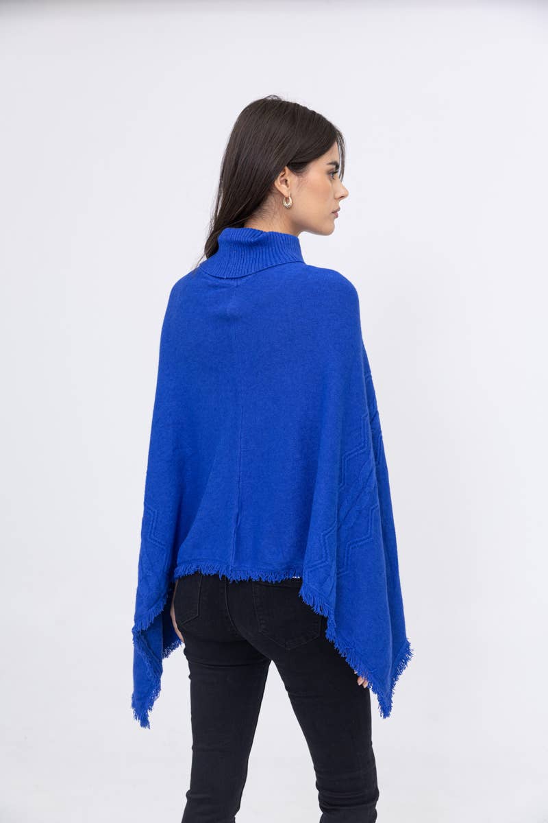 Happy look – Poncho - Mulher por atacado – Poncho Feminino com Gola Alta – Padrão Tecido & Acabamentos com Franjas2