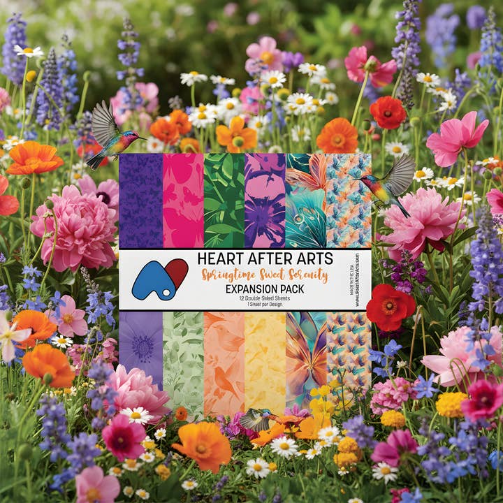 Spring Floral Scrapbook Paper Featuring Multiethnic Girls #1 for wholesale by Heart After Arts