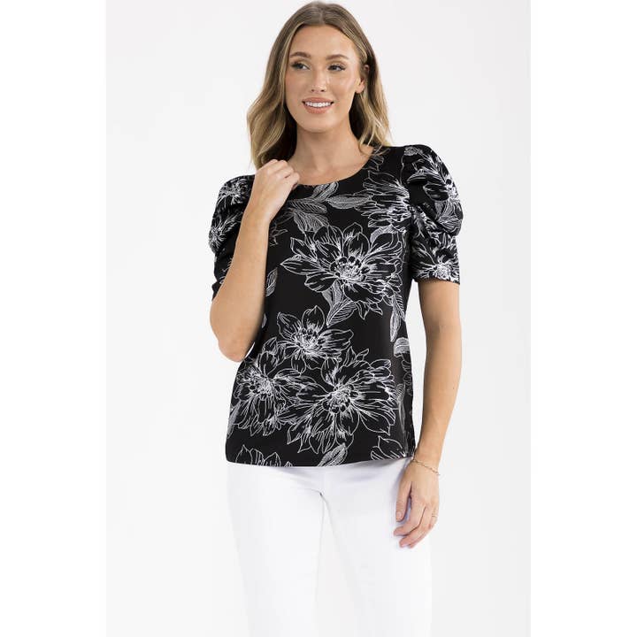 TOP FLORAL COM FOLHA METÁLICA E VOLUME por atacado de Perseption
