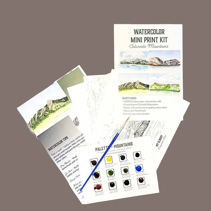 Madrona Press - Wholesale DIY Craft Kit - Watercolor Mini Print Kit - Colorado Mountains2